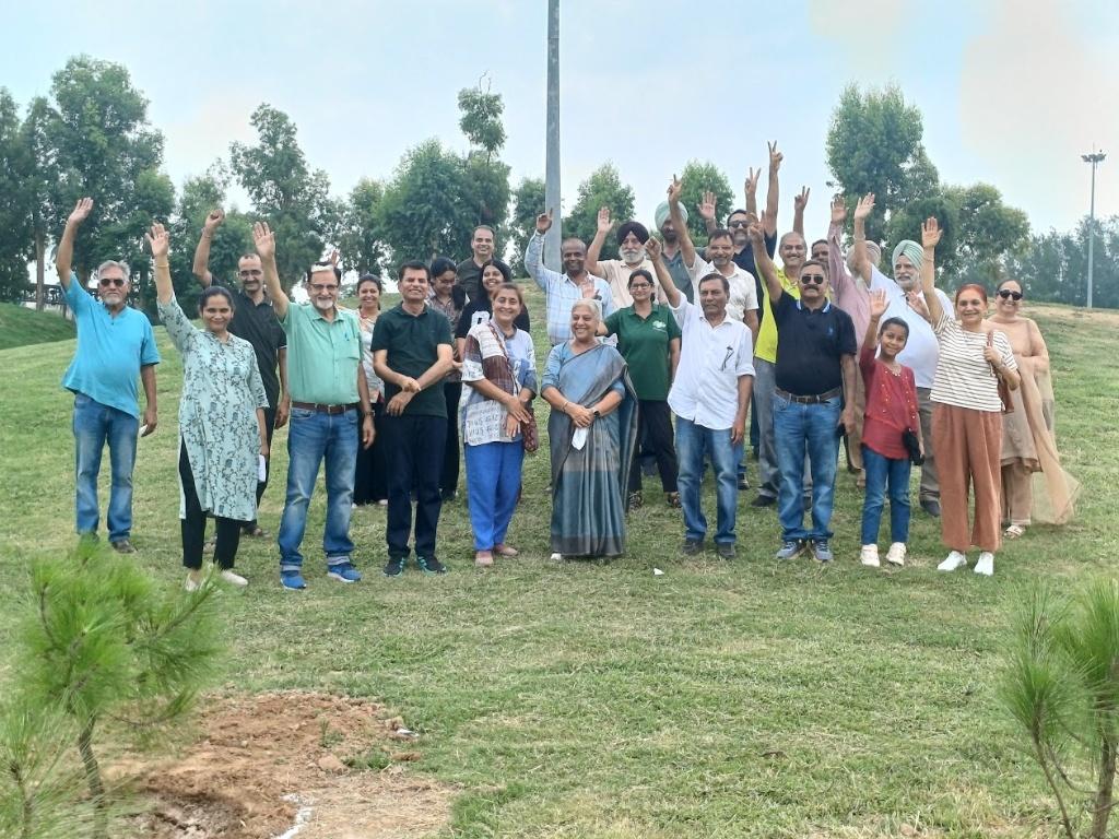 Chandigarh Tree Lovers members celebrating their 10th anniversary plantation drive